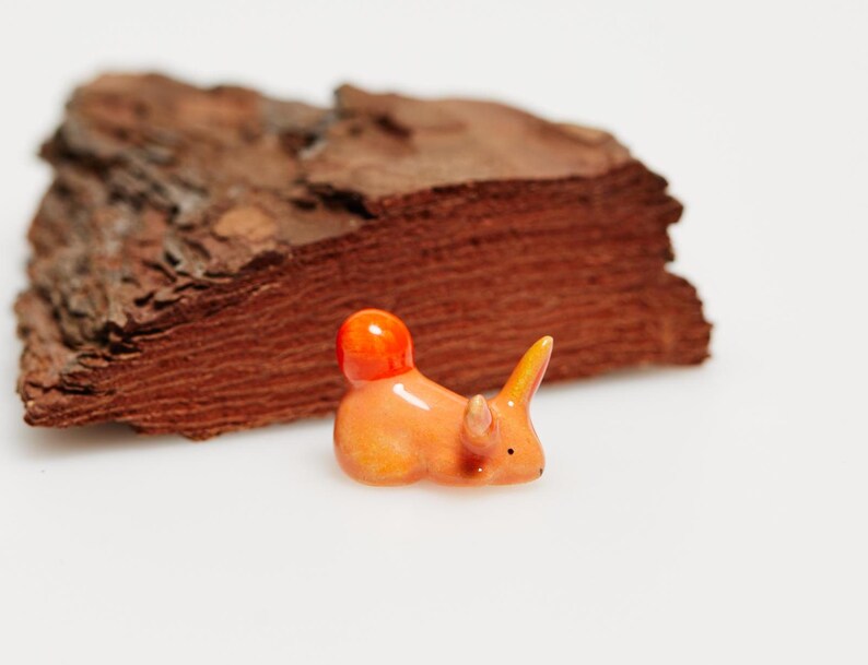 Ceramic Bunny Figurine Little Rabbit Clay Sculpture Miniature Handmade