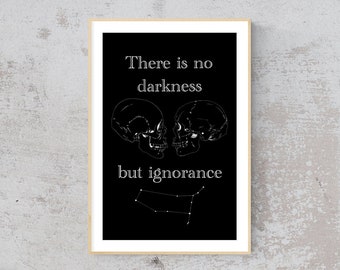 Gemini Astrology Zodiac Print (11x17) - Twin skulls with Gemini constellation and Shakespeare quote