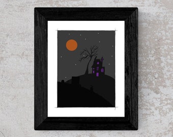 Limited Edition Haunted House | Spooky Season Halloween Art | Halloween Prints