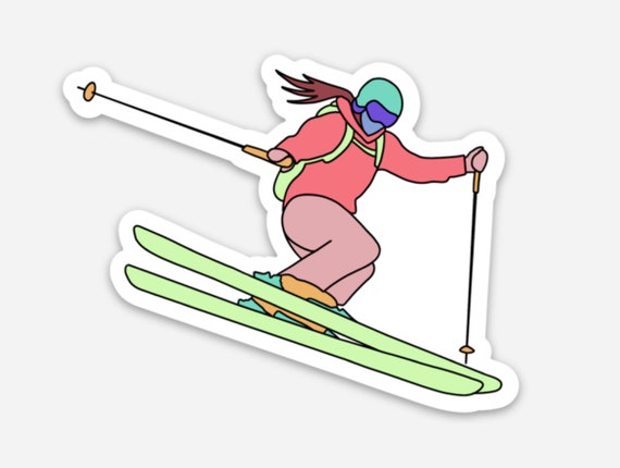 Vinyl Die-cut Skiing Sticker Skier Sticker Woman Skiing Woman