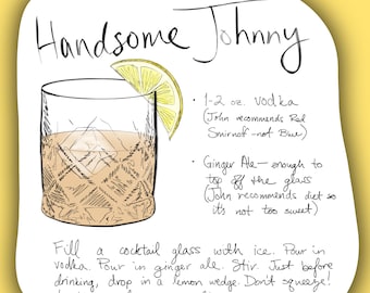 Cocktail Recipe Magnet | Folk Drink | Recipe Magnet | Vodka & Ginger Ale