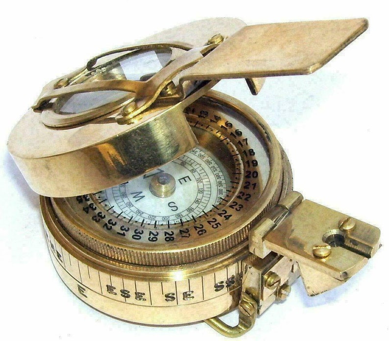 Antique Nautical Military Compass Vintage Shinny Brass Finish Etsy
