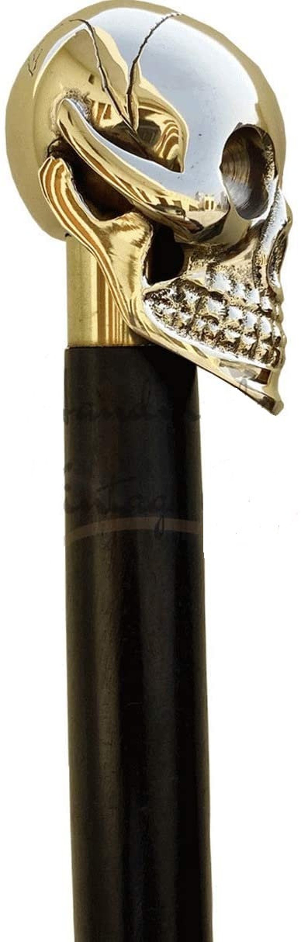 Full Brass Head Skull Design Cane Black Wooden Stick Vintage Etsy
