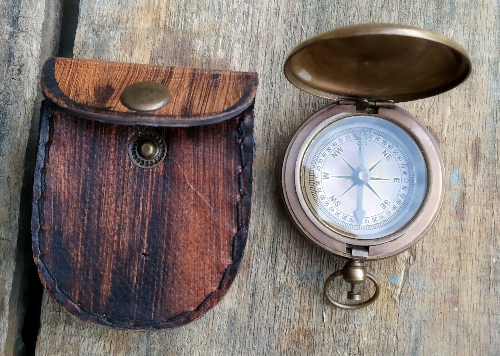 Solid Brass Push Button Compass Antique Solid Brass Compass Etsy