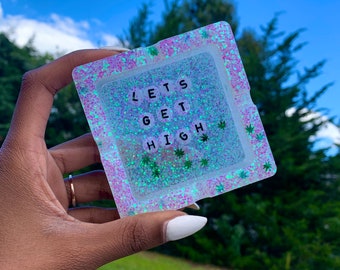 Custom Ashtray | iridescent, holographic glitter, shatterproof, personalized gift