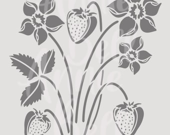 Strawberry Plant Stencil 190 Micron Mylar Furniture Wall Art by Annie Bell