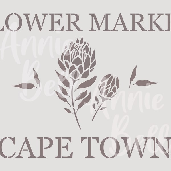 Shabby Chic Flower Market Cape Town Stencil 190 Micron Mylar Furniture Wall Art by Annie Bell