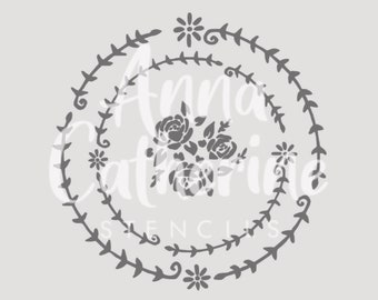 Shabby Chic Stencil Modello ghirlanda di rose 190 micron Mylar Furniture Wall Art di Annie Bell