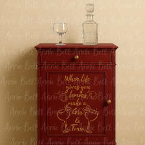 Gin and Tonic Stencil, Flexible reusable superior 250 micron Mylar, Furniture & Wall Art
