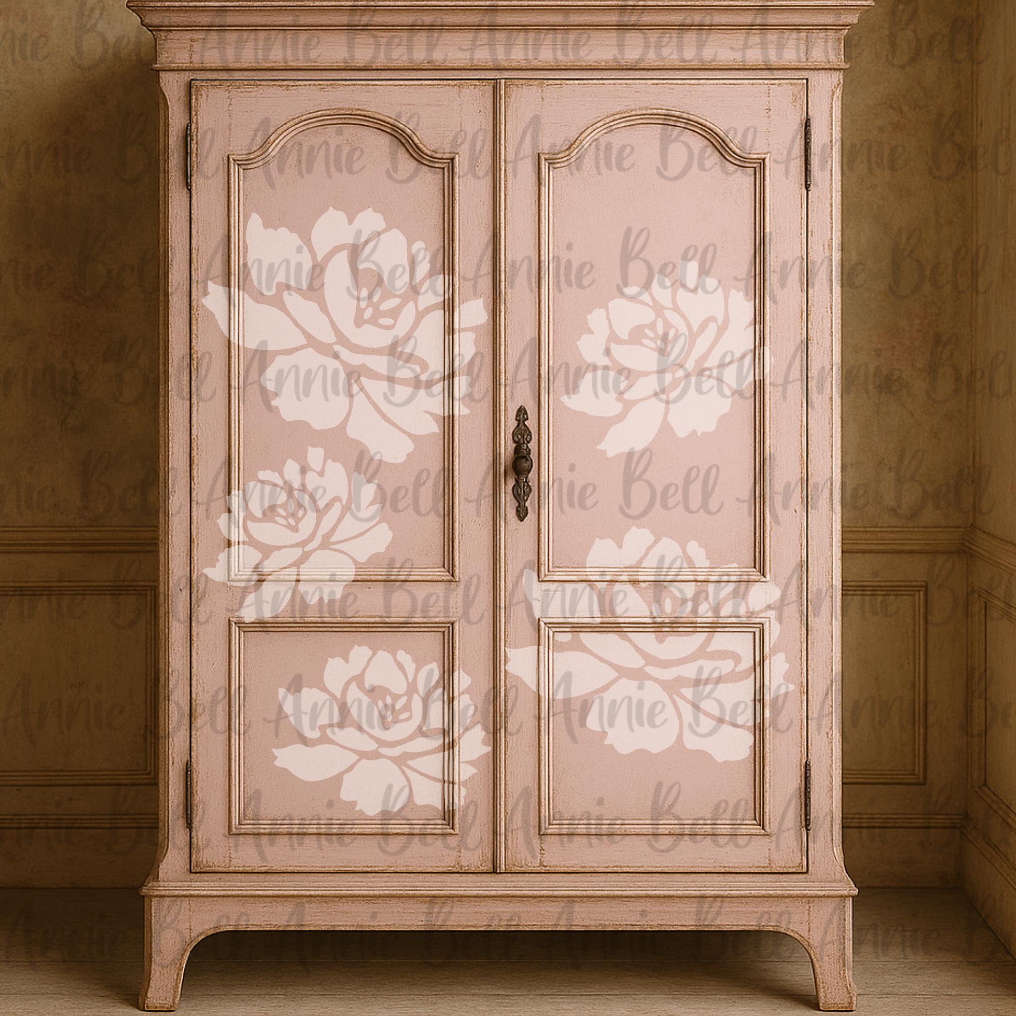 STENCIL 'Single Peony Flower' shabby chic decor, Superior, flexible, reusable, 250 Micron Mylar, Furniture, Wall Art, by Annie Bell