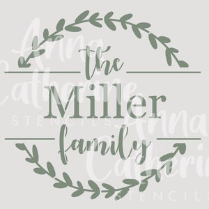 Personalised stencil family name wreath 190 Micron Mylar Furniture Wall Art by Annie Bell