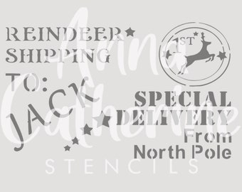 Shabby Chic Stencil Christmas reindeer shipping 190 Micron Mylar Furniture Wall Art by Annie Bell