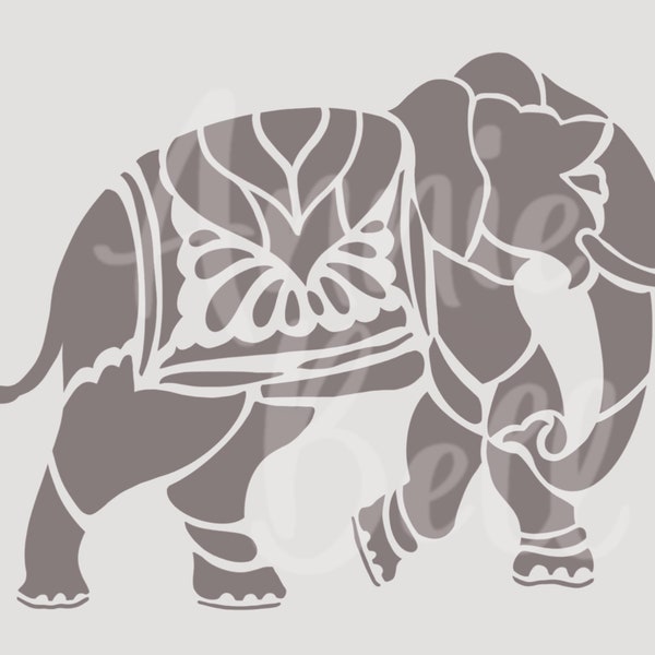 Indian Elephant Stencil 190 Micron Mylar Furniture Wall Art by Annie Bell