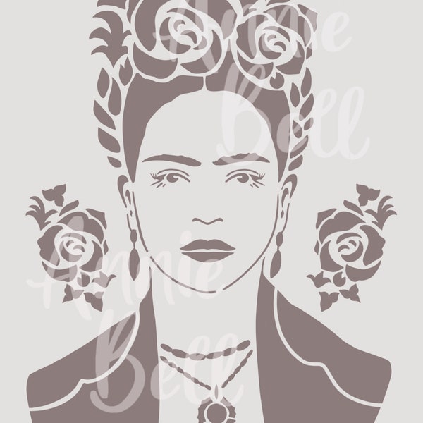 Frida kahlo Floral Stencil 190 Micron Mylar Furniture Wall Art by Annie Bell