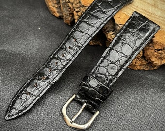 Vintage 1980's Rody Black Crocodile 20mm Watch Strap