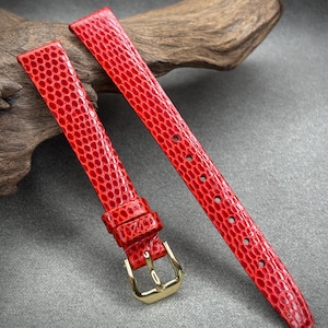Vintage Kreisler 1970&#39;s Red 13mm Leather Watch Strap