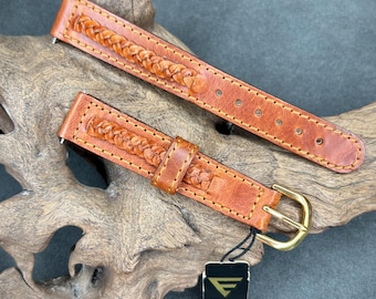 Vintage OVP aus den 1970er Jahren aus braunem geflochtenen 16 mm Lederarmband
