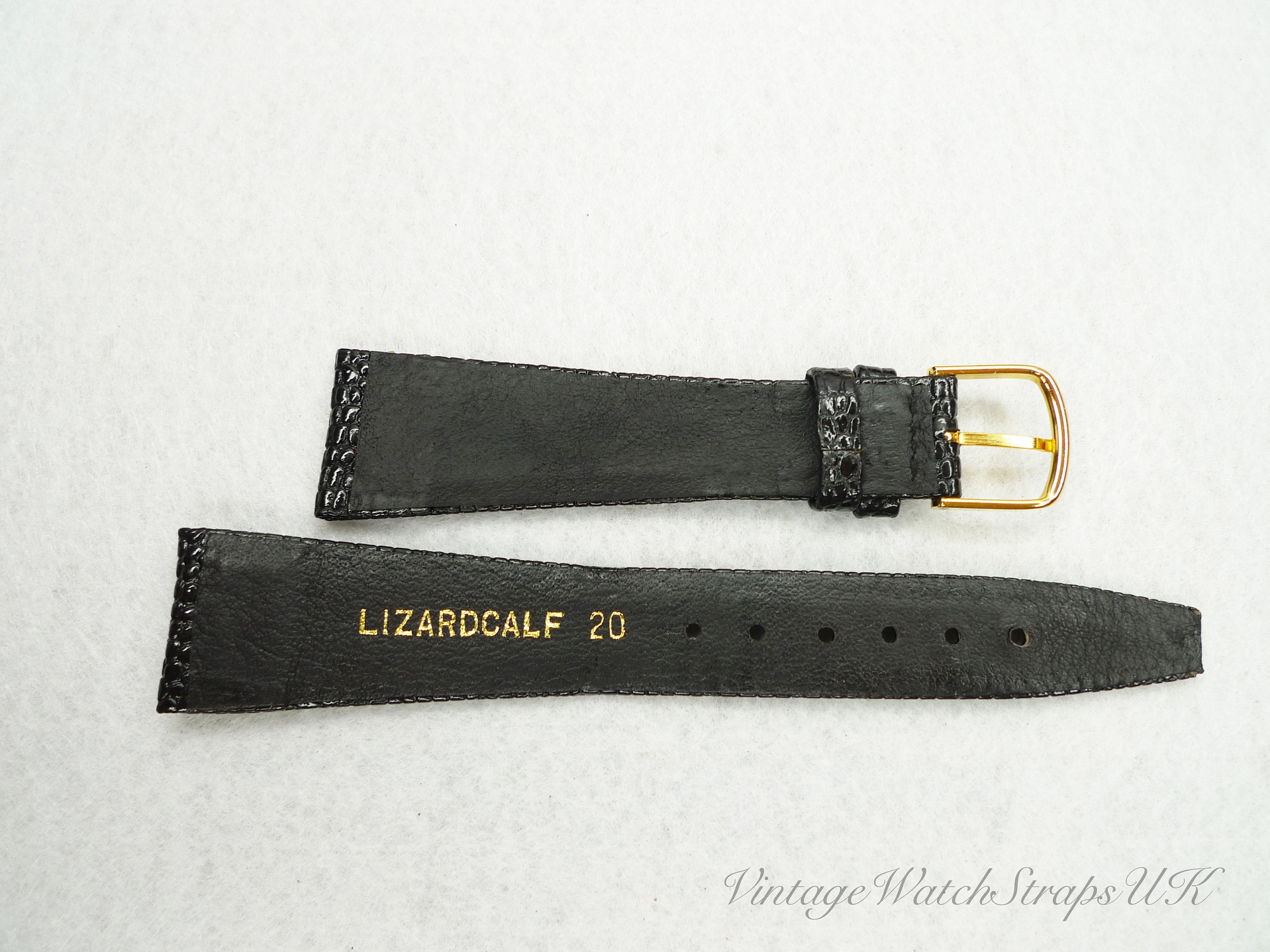 Bracelet De Montre En Veau Lézard Noir - Marque Kreisler, Taille Régulière 3/8", Neuf Sans étiquette