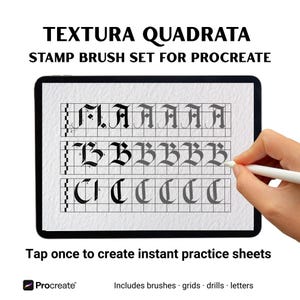 Textura Quadrata Stamp Brush Set for Procreate | Blackletter Calligraphy Practice System | Gothic Lettering Brushes