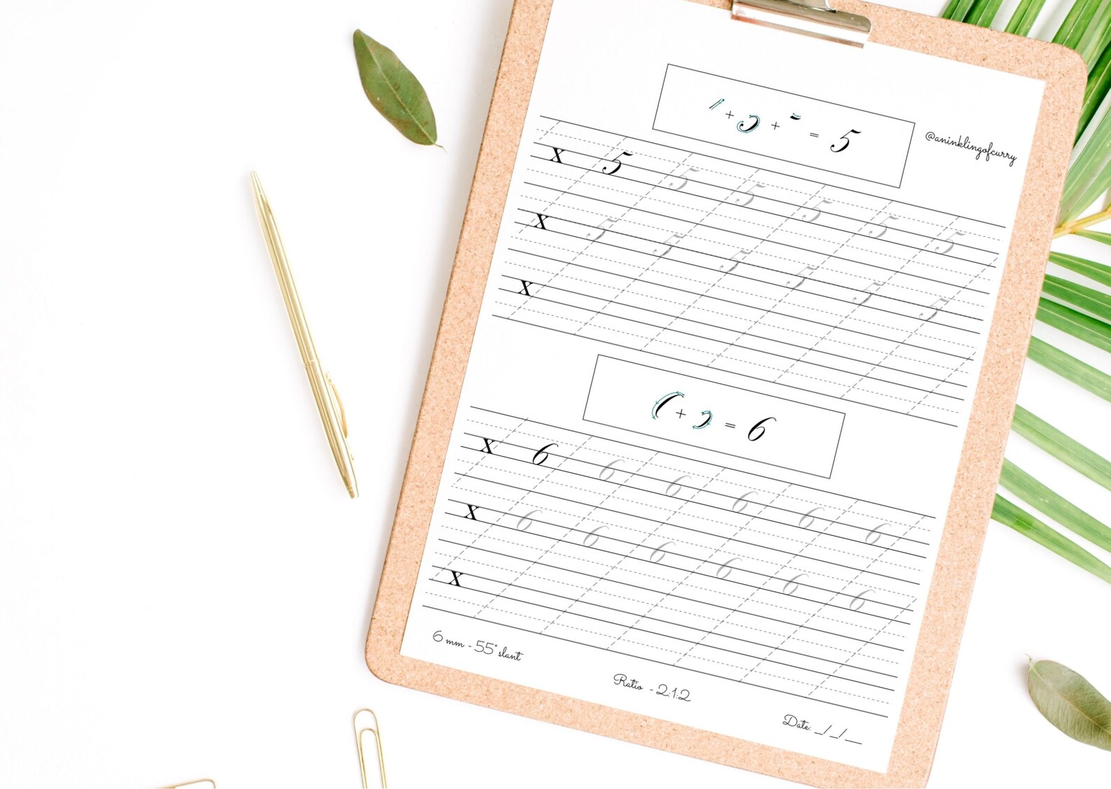 Printable & Traceable Copperplate Numbers Workbook Digital Etsy