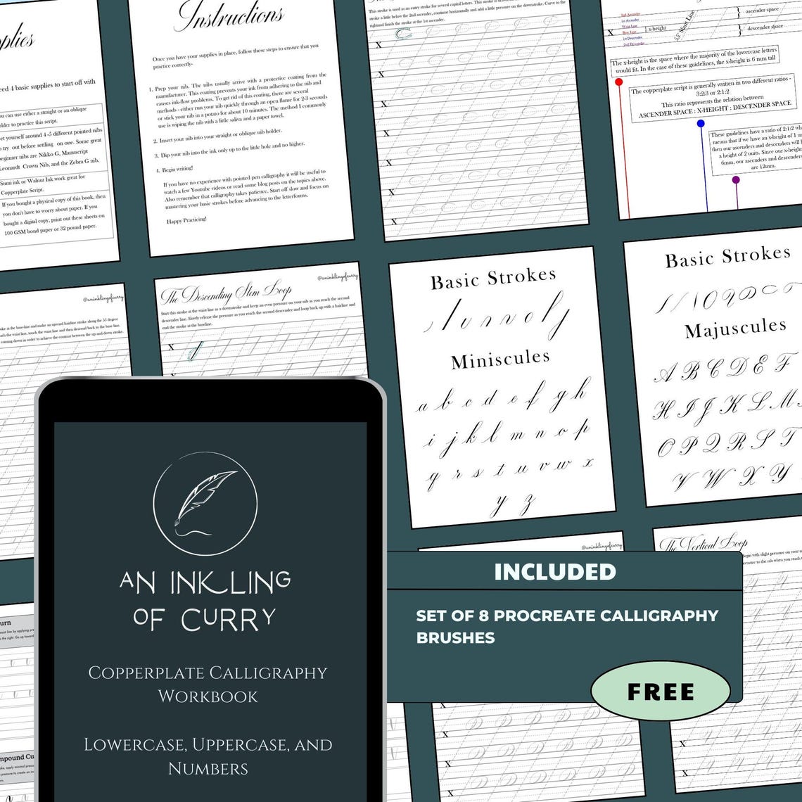 Copperplate Calligraphy Practice Sheets | Printable Workbook PDF ...