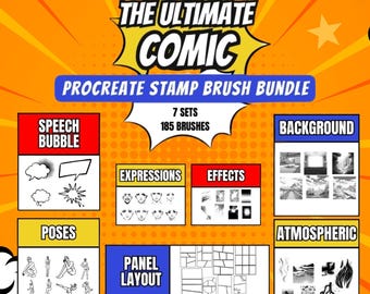 Procreate Comic Brush Bundle | Panels, Speech Bubbles, Poses (Digital Download)