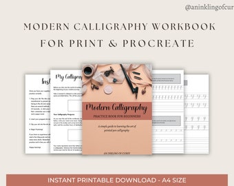 Digital Modern Calligraphy Workbook for Beginners | Calligraphy Practice book for iPad Procreate | Learn calligraphy | Pointed pen