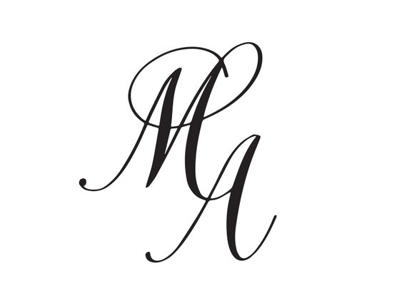 Simple Calligraphy Monogram Black and White Post-it Notes