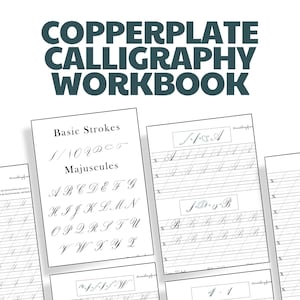 Copperplate Calligraphy Practice Sheets | Printable Workbook PDF | Pointed Pen Guide | Uppercase Lowercase Numbers