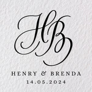 Logotipo de monograma caligráfico personalizado – Iniciales de boda en cobre – Archivo digital de monograma manuscrito – Marca y papelería personalizadas
