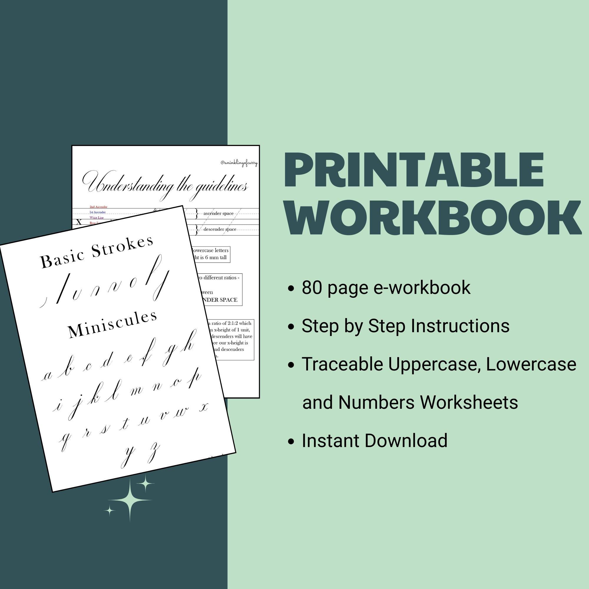Copperplate Calligraphy Practice Sheets | Printable Workbook PDF ...
