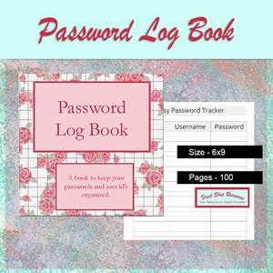 Password Log Book: Pink Floral Password Keeper (Digital Download)