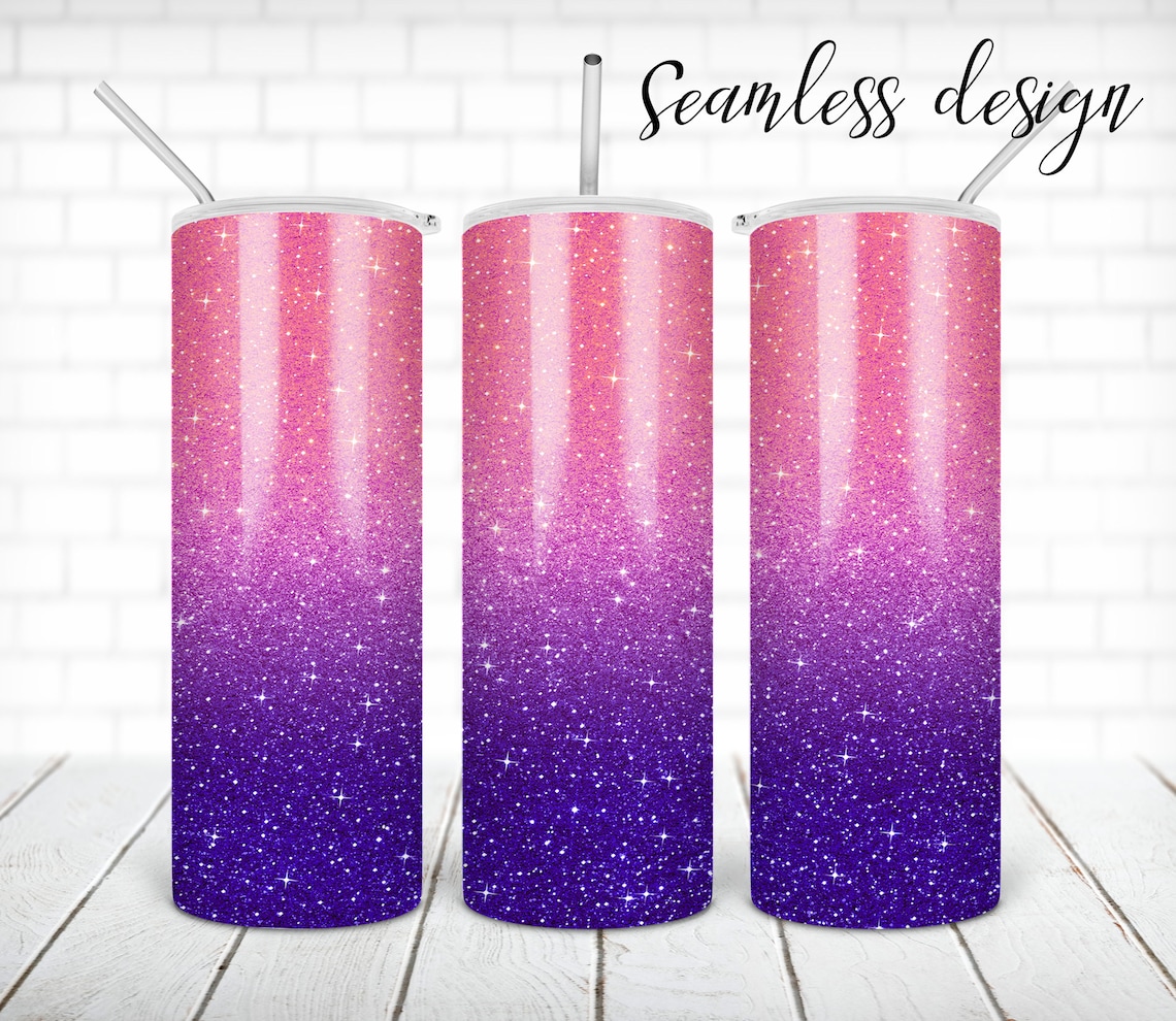 SEAMLESS Glitter Tumbler PNG Design Half Pink and Purple 20 Oz Etsy