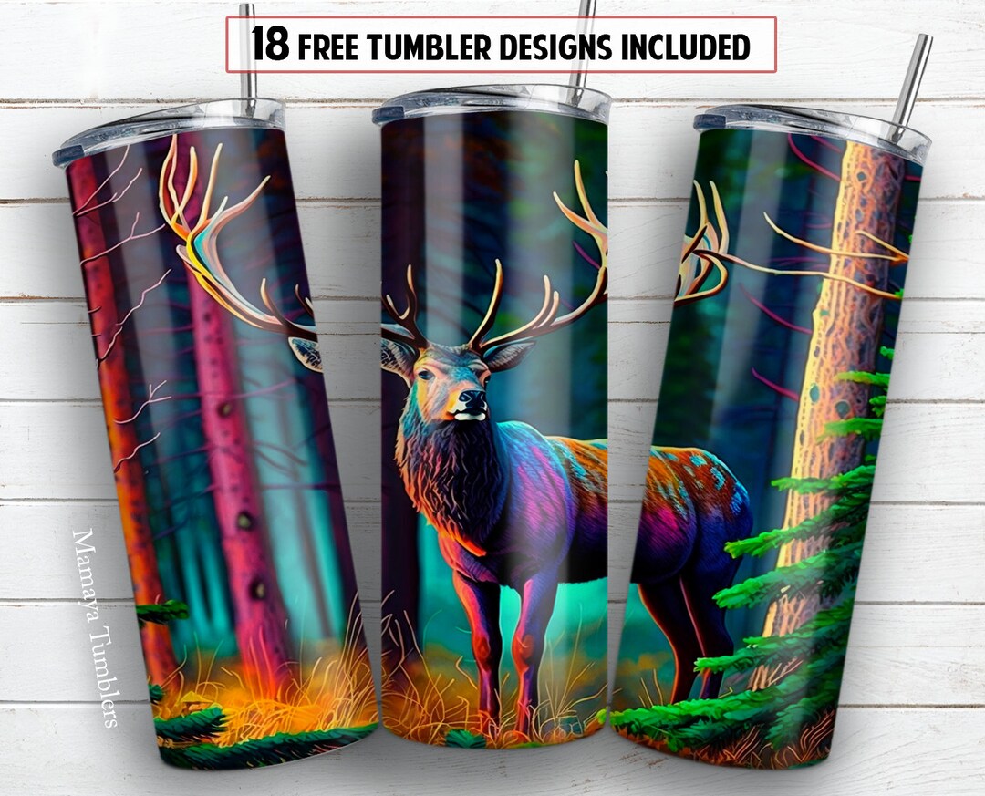 Deer 20 Oz Skinny Tumbler Sublimation Design Wild Animal Digital PNG ...