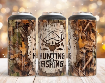 4 in 1 can cooler sublimation design Hunting and fishing can cooler wrap Camo wood Camouflage deer Digital design Straight PNG