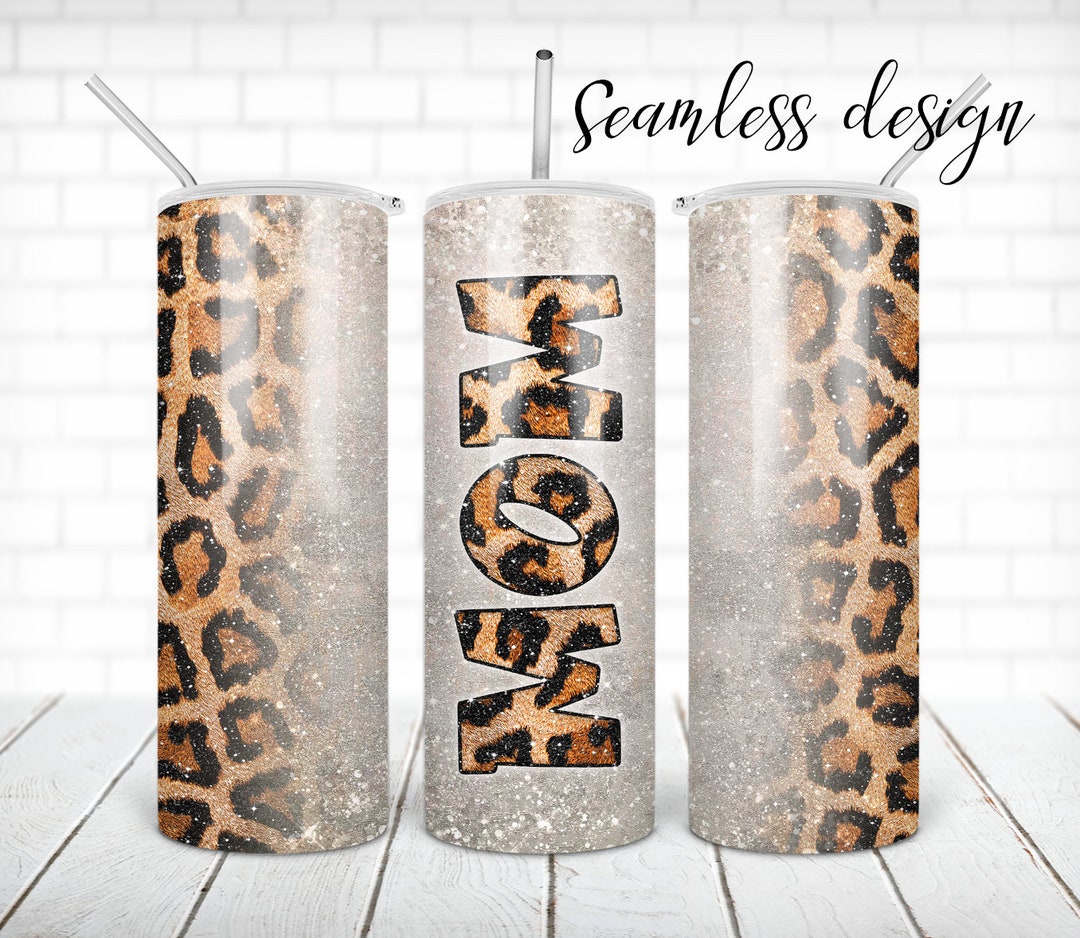 Mom Tumbler PNG Design Leopard Glitter 20 Oz Skinny Tumbler STRAIGHT ...
