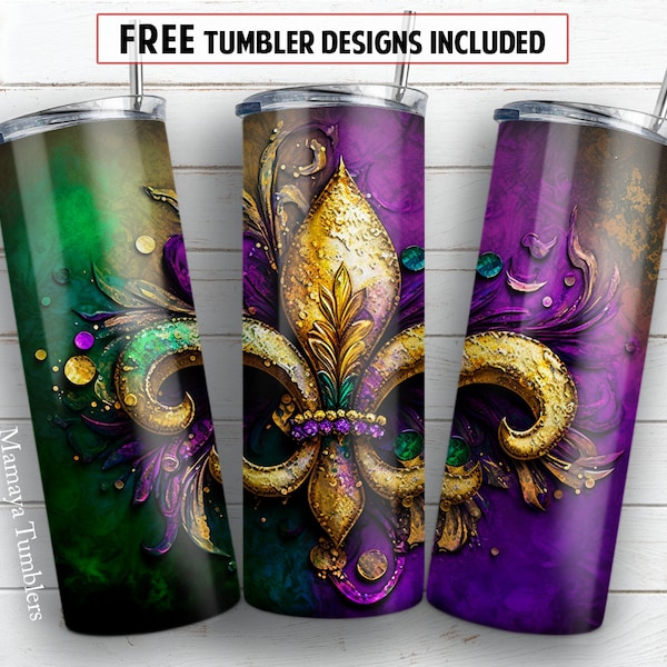 Fleur de lis 20 oz skinny tumbler sublimation design Alcohol ink Mardi Gras digital PNG Straight wrap Waterslide download