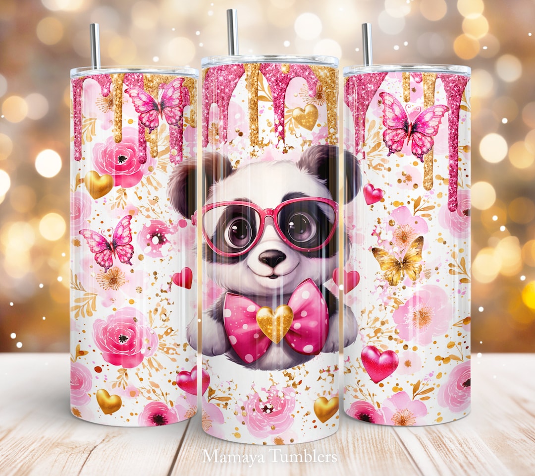 Valentine Day Panda 20 Oz Skinny Tumbler Sublimation Design Animal Love ...