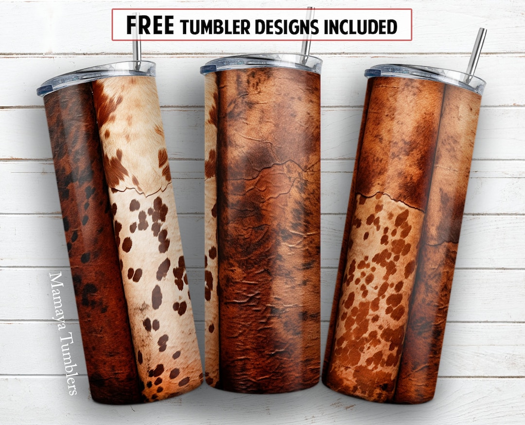 Cowhide 20 Oz Skinny Tumbler Sublimation Design Western Cow Print ...