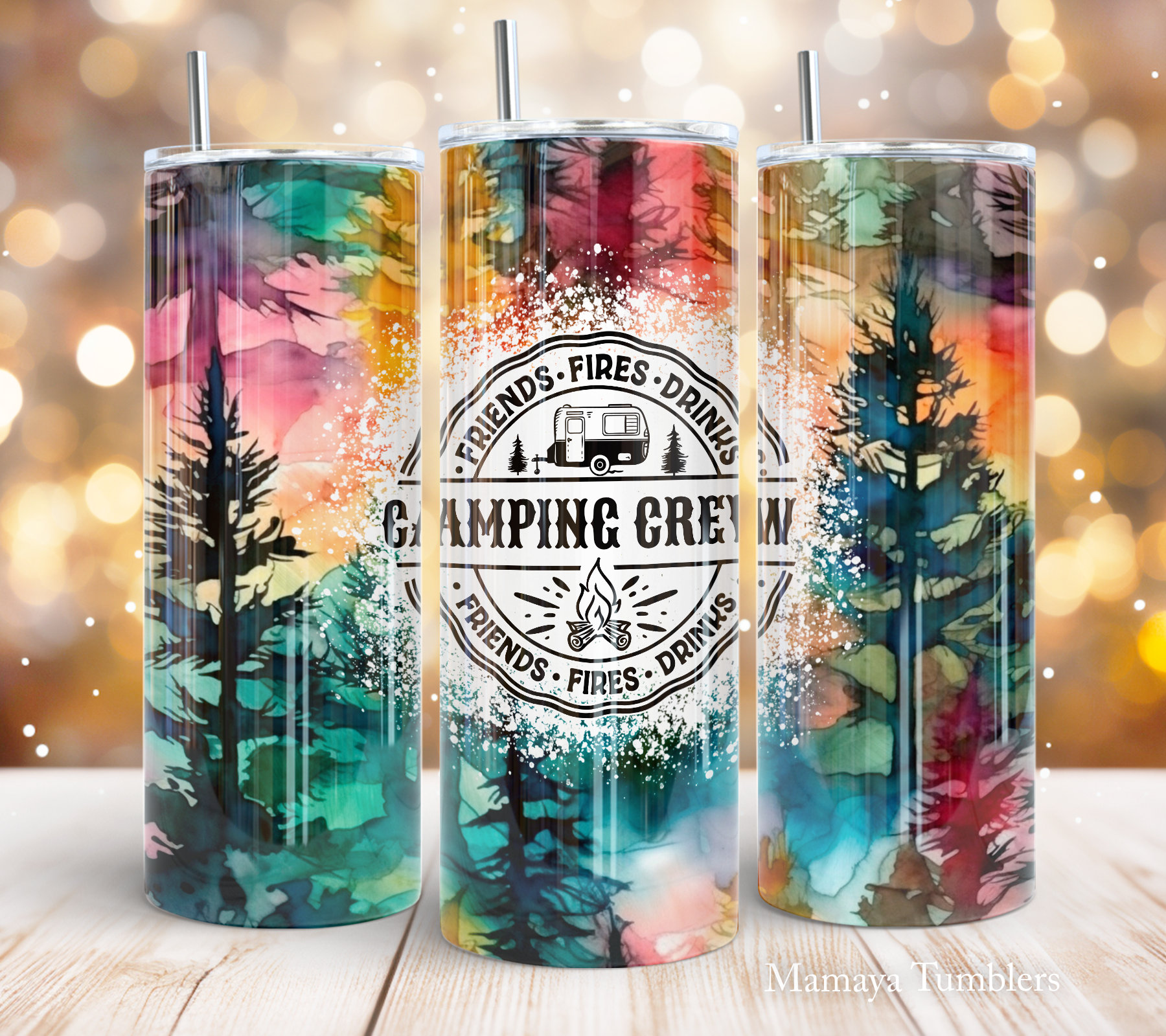 Camping Crew 20 Oz Skinny Tumbler Sublimation Design Friends