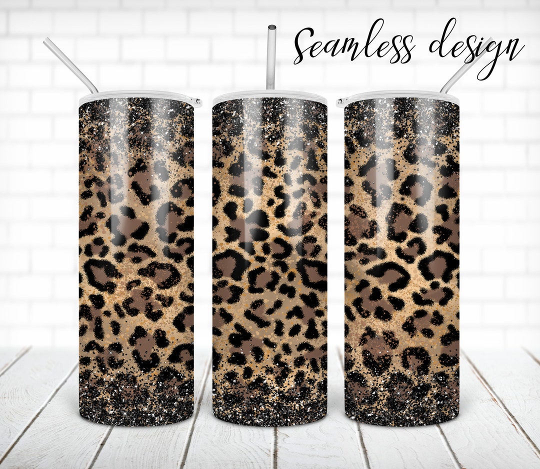 SEAMLESS Glitter Leopard Tumbler PNG Design Cheetah 20 Oz Skinny ...