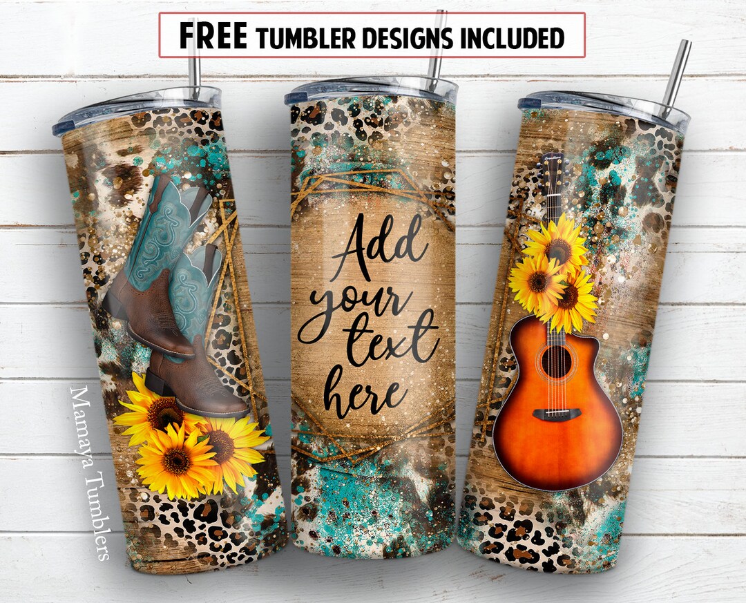 Western 20 Oz Skinny Tumbler Sublimation Design Leopard Cowhide Boots ...