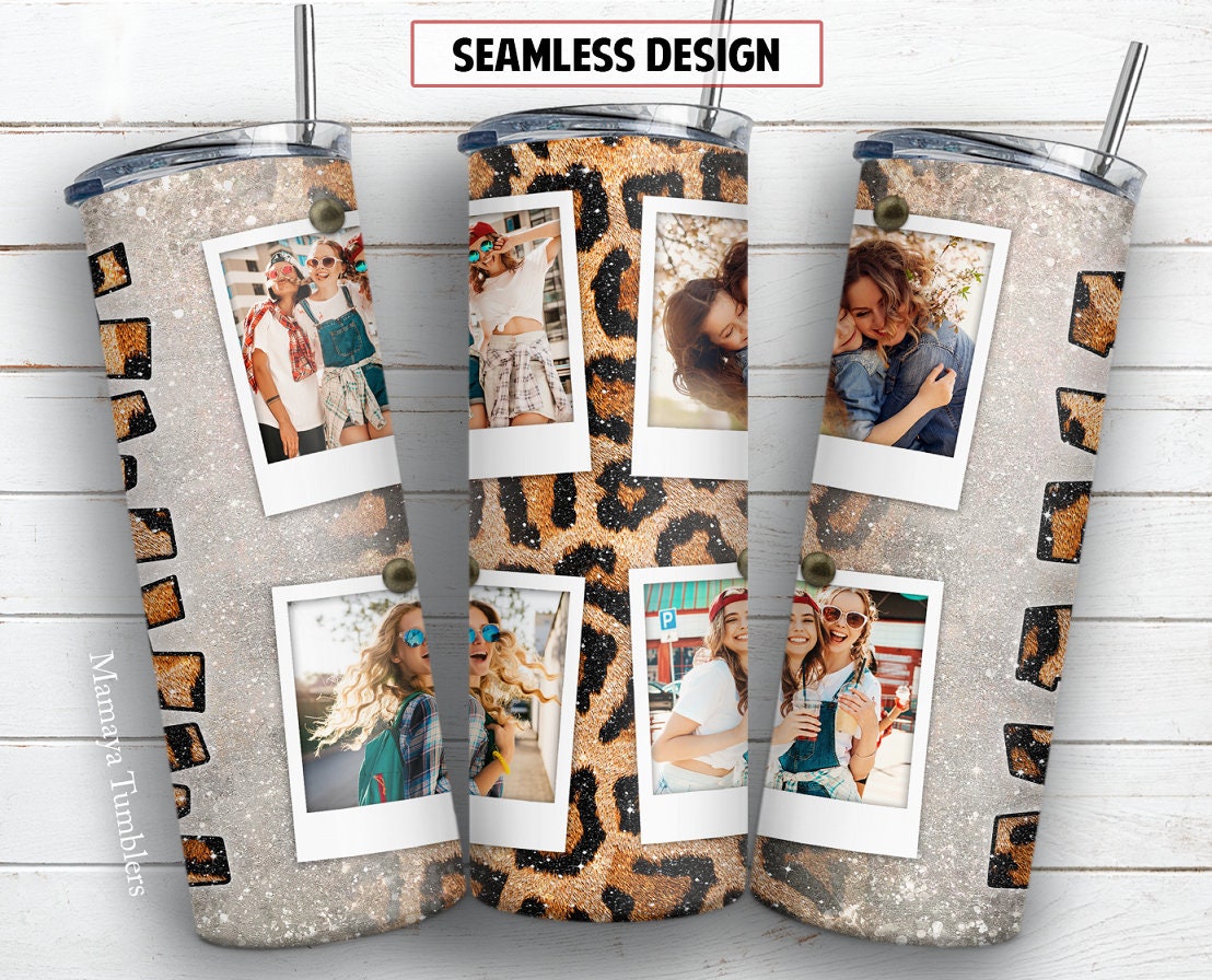 Mama 20 Oz Skinny Tumbler Sublimation Design Picture Frame Leoprad ...
