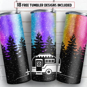 Camper 20 oz skinny tumbler sublimation design PNG + 30 oz tumbler template and Epoxy pen wrap design