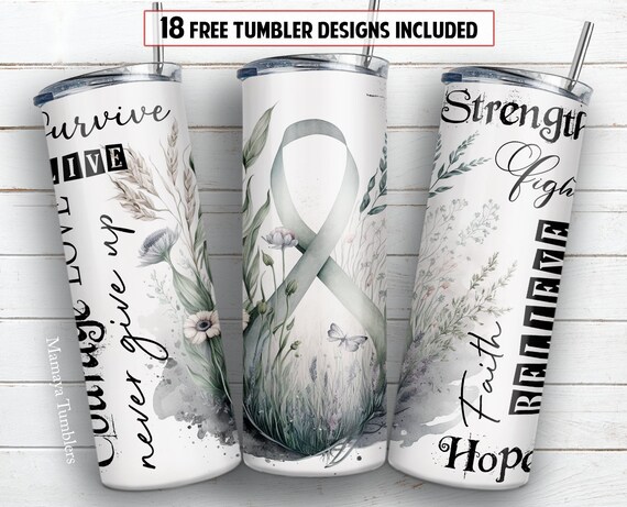 Knockout Cancer Hope 20oz Skinny Tumbler with Straw & Lid. BRAND