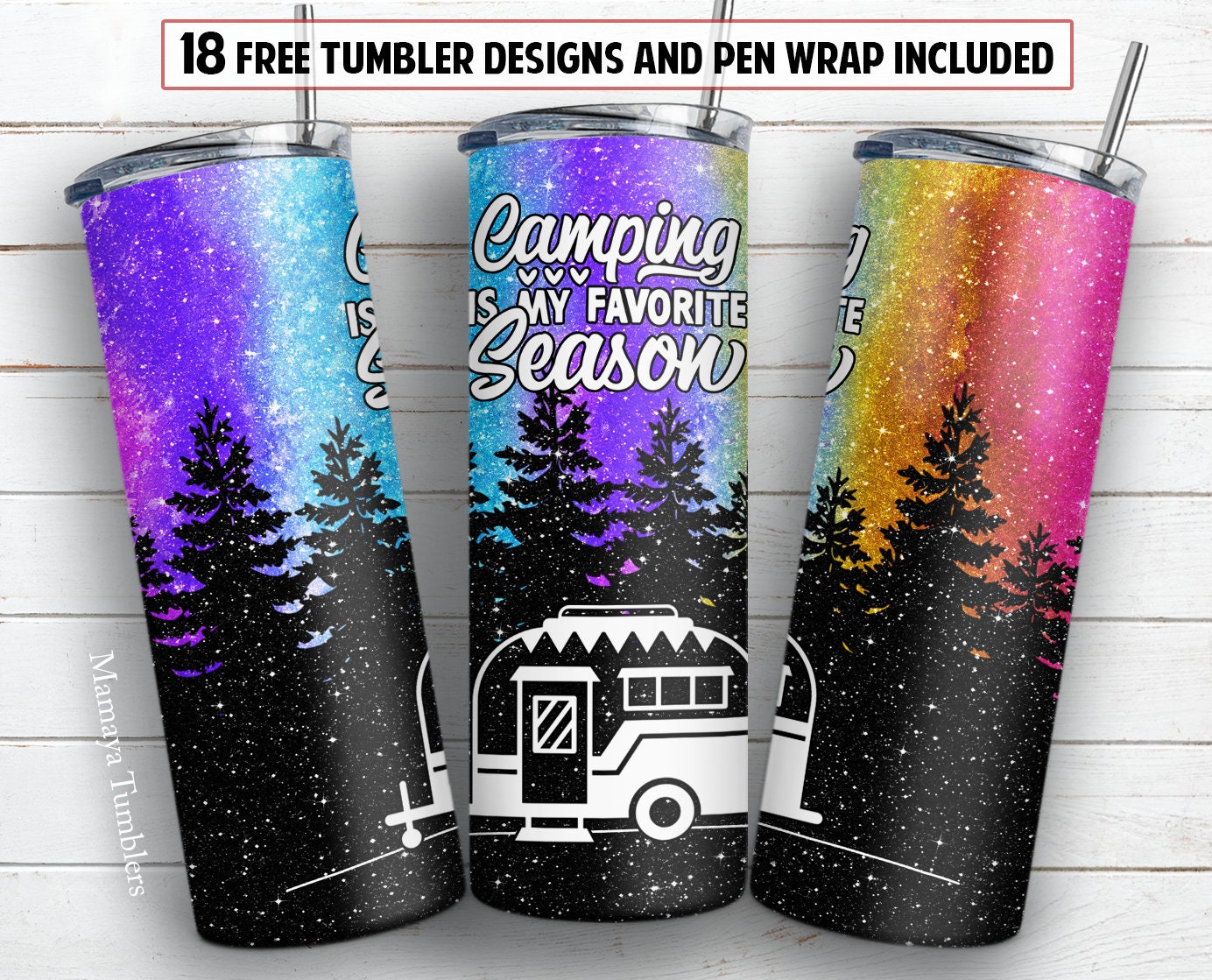 Camper 20 Oz Skinny Tumbler Sublimation Design Camping is My Etsy