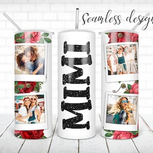 Marco de la imagen mimi flower tumbler PNG design Floral glitter 20 oz skinny tumbler STRAIGHT digital wrap