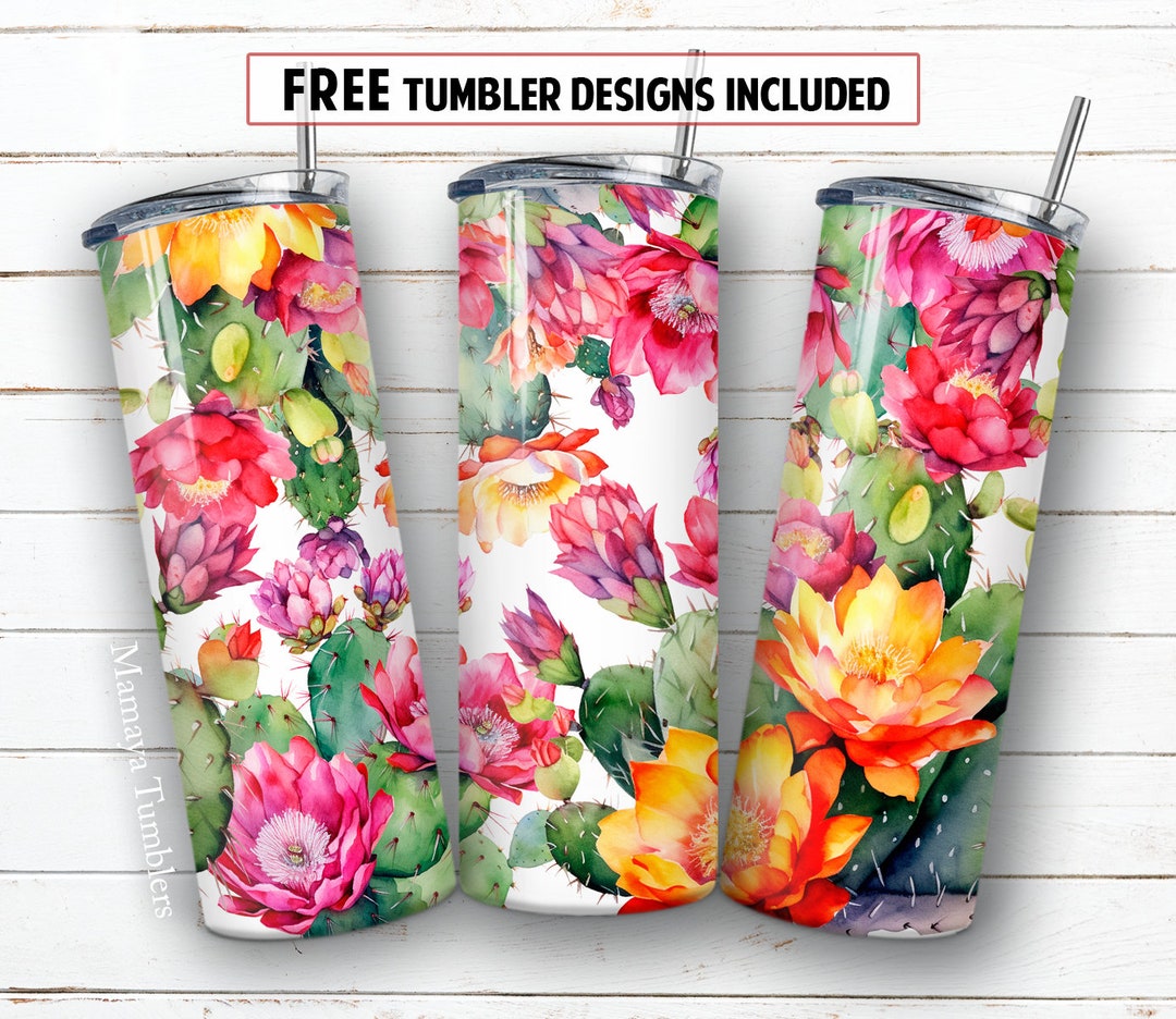 Cactus 20 Oz Skinny Tumbler Sublimation Design Western Flowers Cowgirl ...