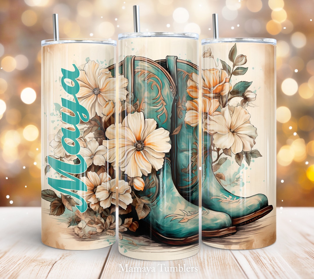 Cowgirl Boots 20 Oz Skinny Tumbler Sublimation Design Western ...