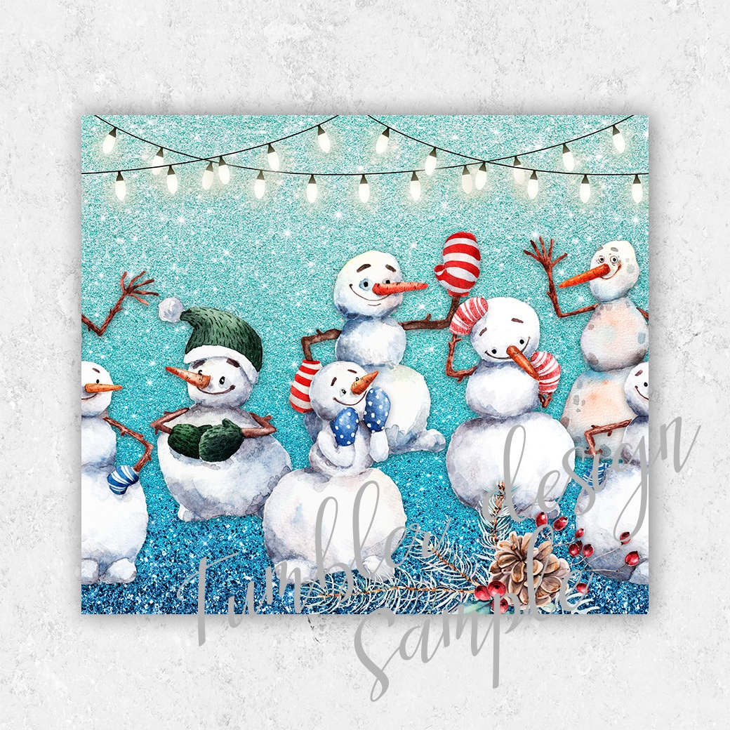 SEAMLESS Snowman Winter Glitter Tumbler PNG Design Christmas 20 Oz ...